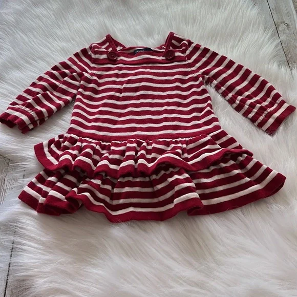 baby GAP red and white riffle sweater 3-6 months 12mos cute details red buttons - Picture 2 of 7